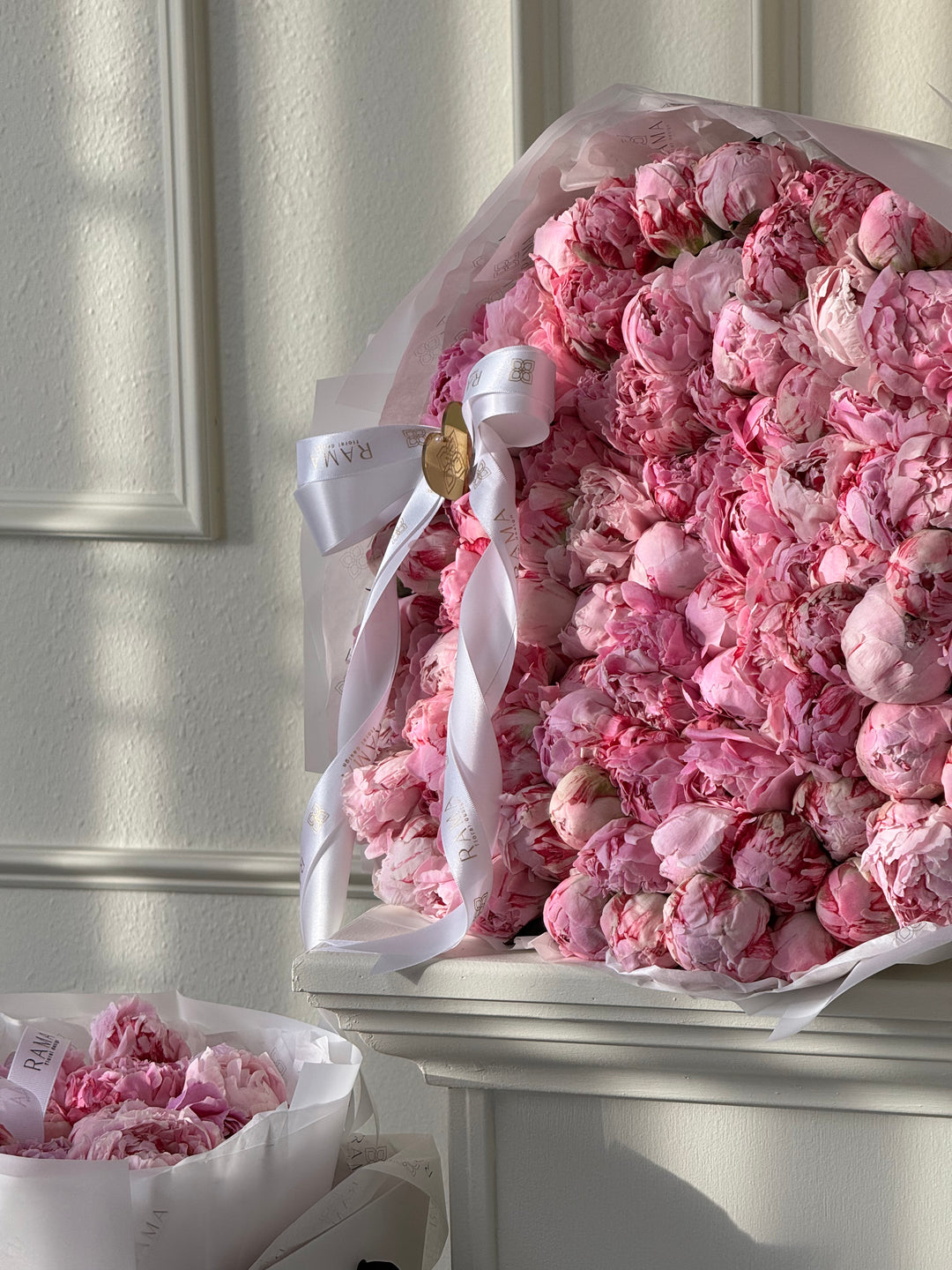 100 Pink Peonies Bouquet – Pink Wrapping