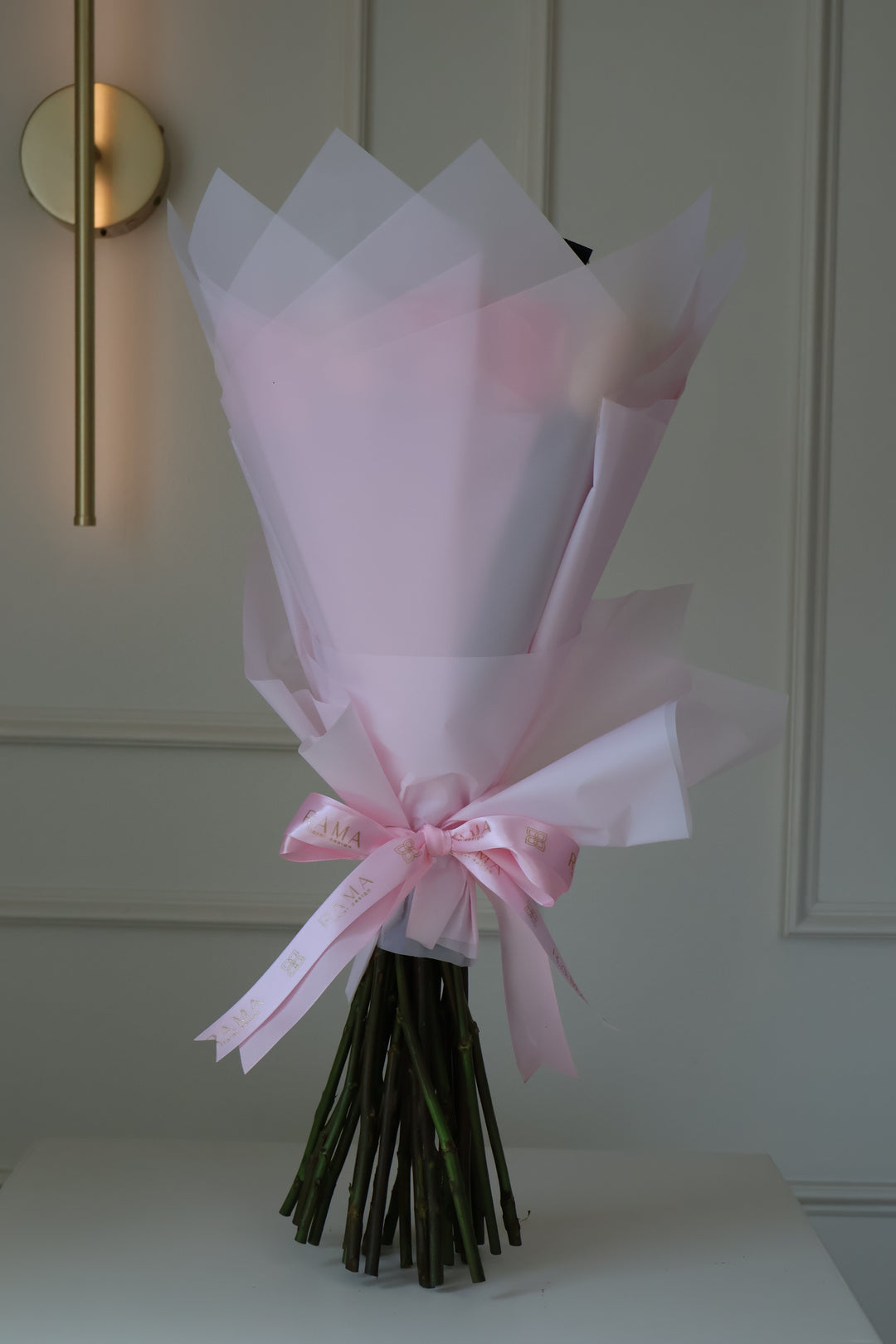 25 Mixed Pink & White Roses with Baby's Breath, Custom Banner & Teddy