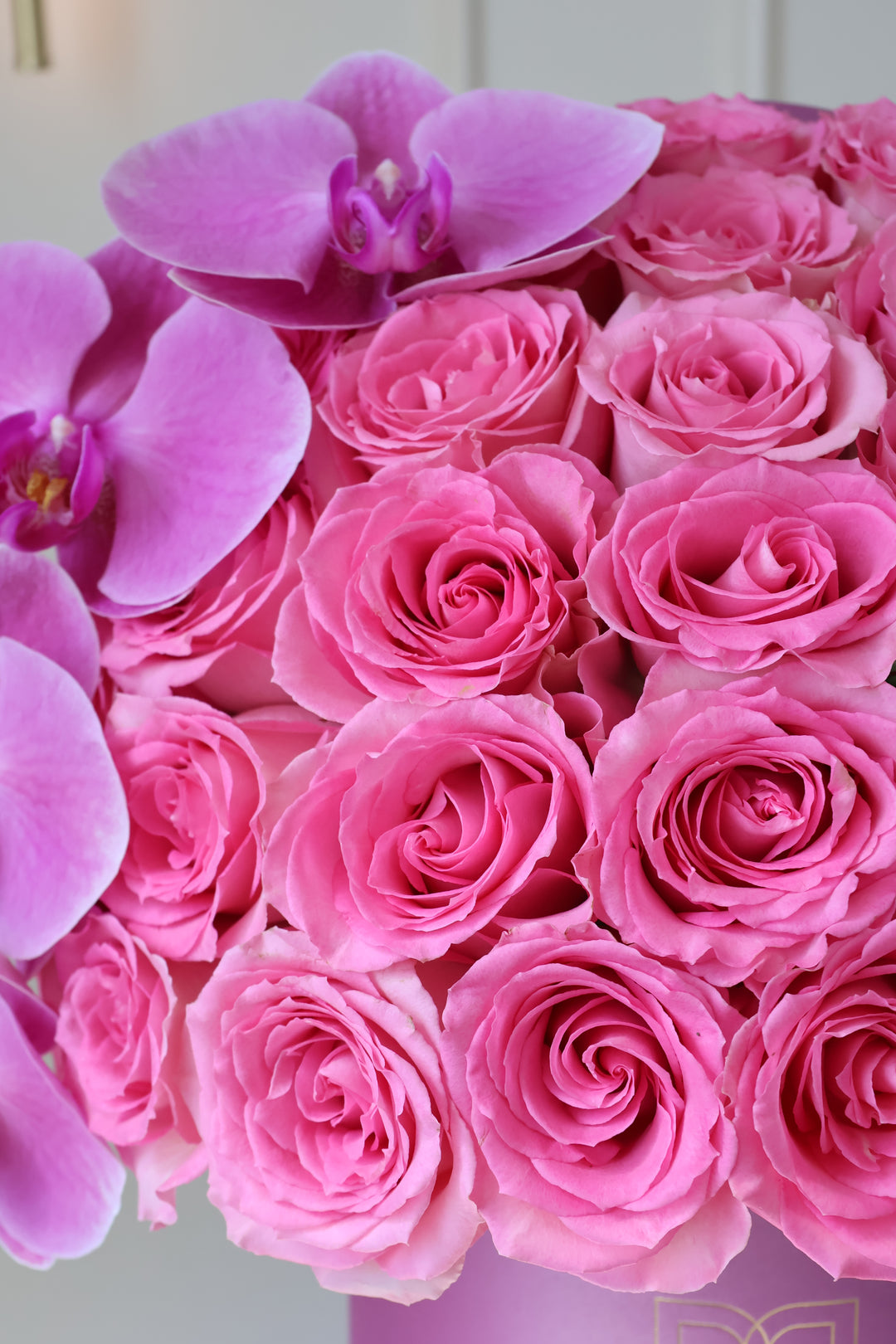 Pink Bloom Couture Box — 50 Roses & Orchids