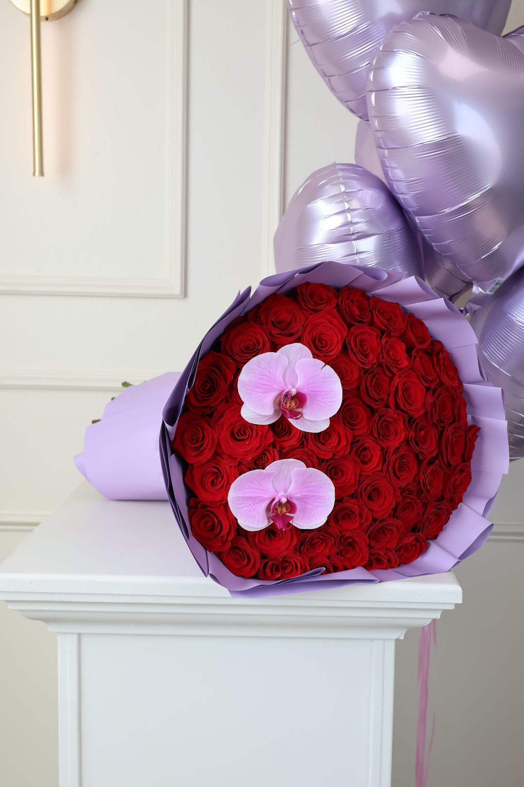 50 Red Roses Bouquet with Orchids – Girlfriend's Day Edition