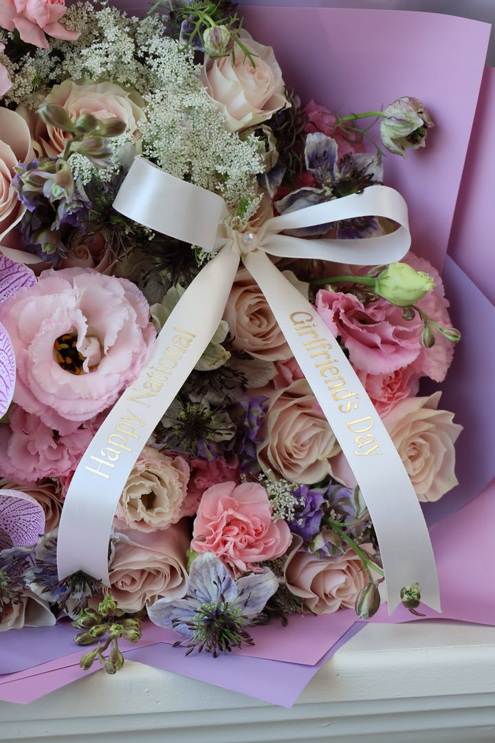 Girlfriend's Day Garden Bouquet — Roses, Orchids & Lisianthus