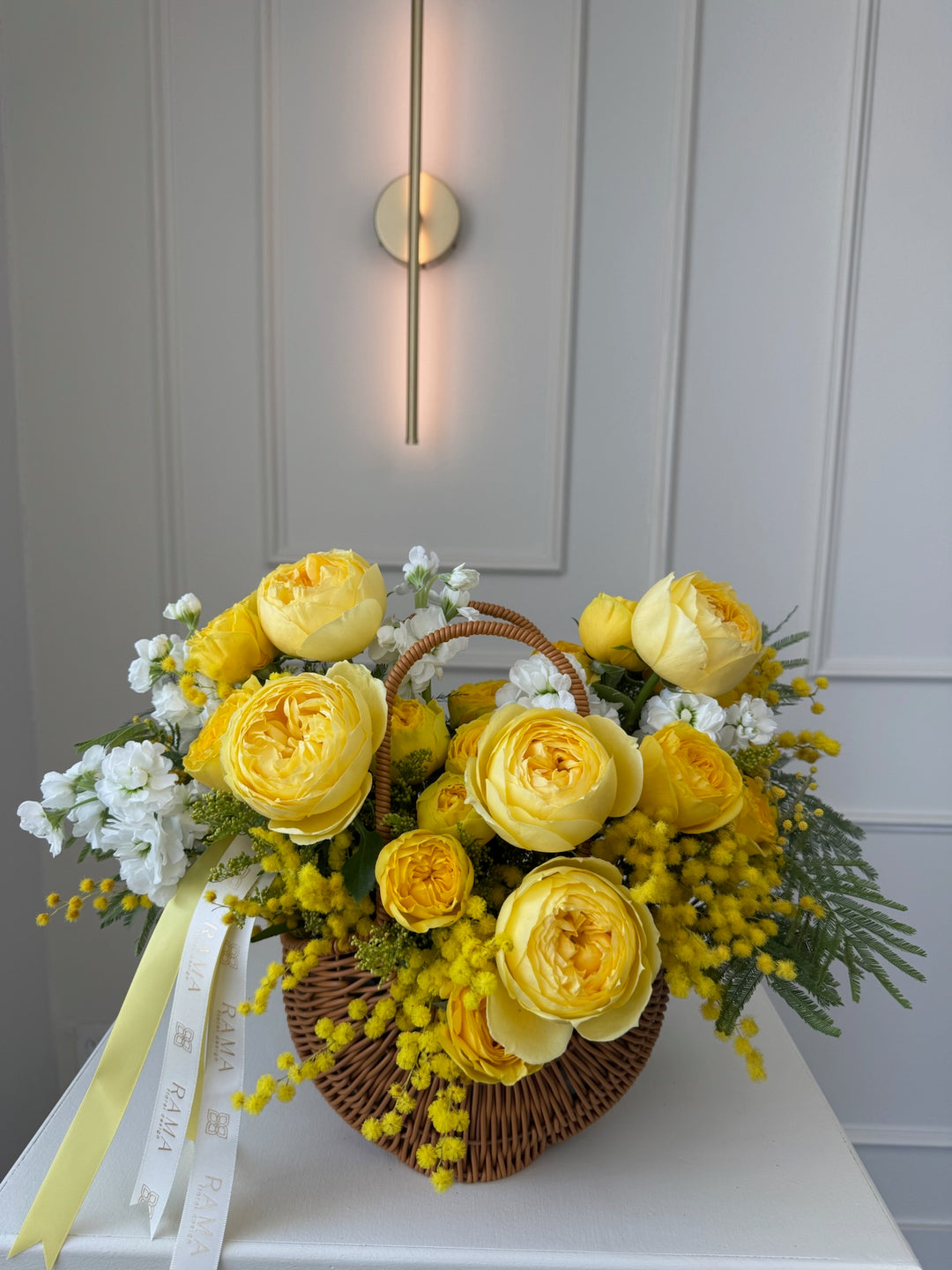 Golden Garden Roses Spring Basket - View 2 | Rama Floral Design