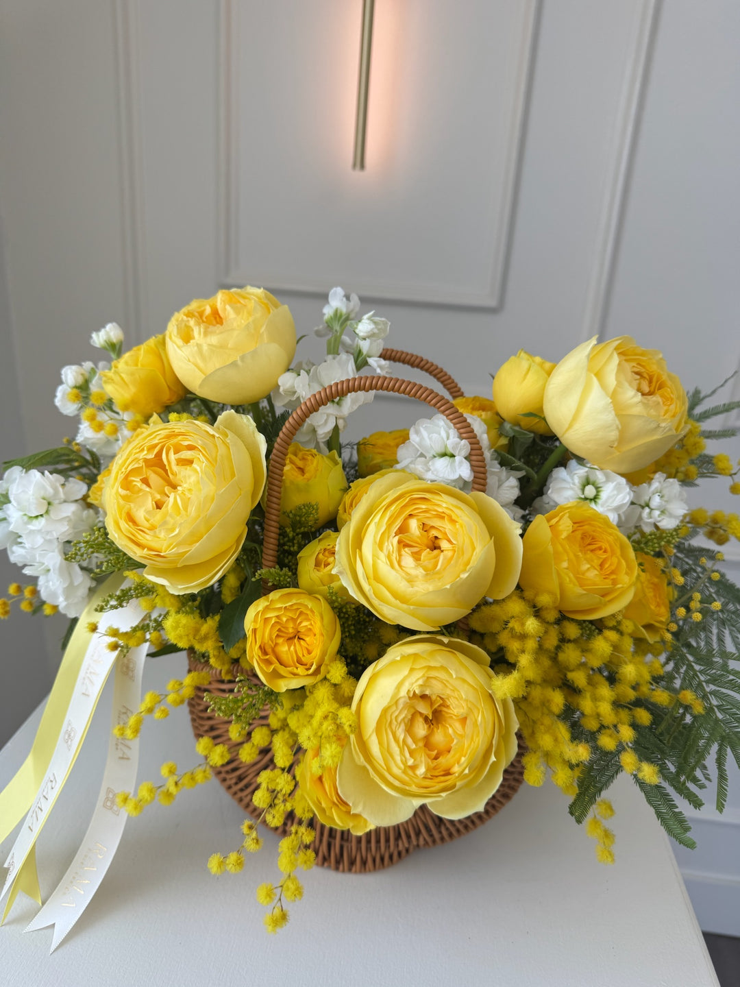 Golden Garden Roses Spring Basket - View 3 | Rama Floral Design