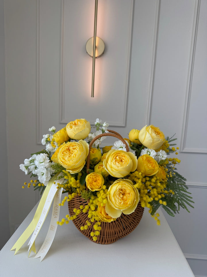 Golden Garden Roses Spring Basket - View 4 | Rama Floral Design