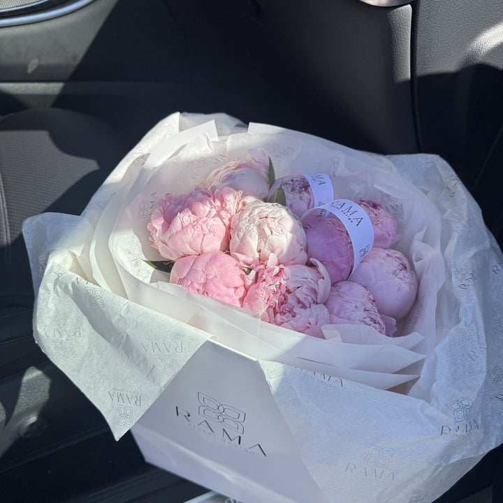 10 Pink Peonies Luxury Bouquet